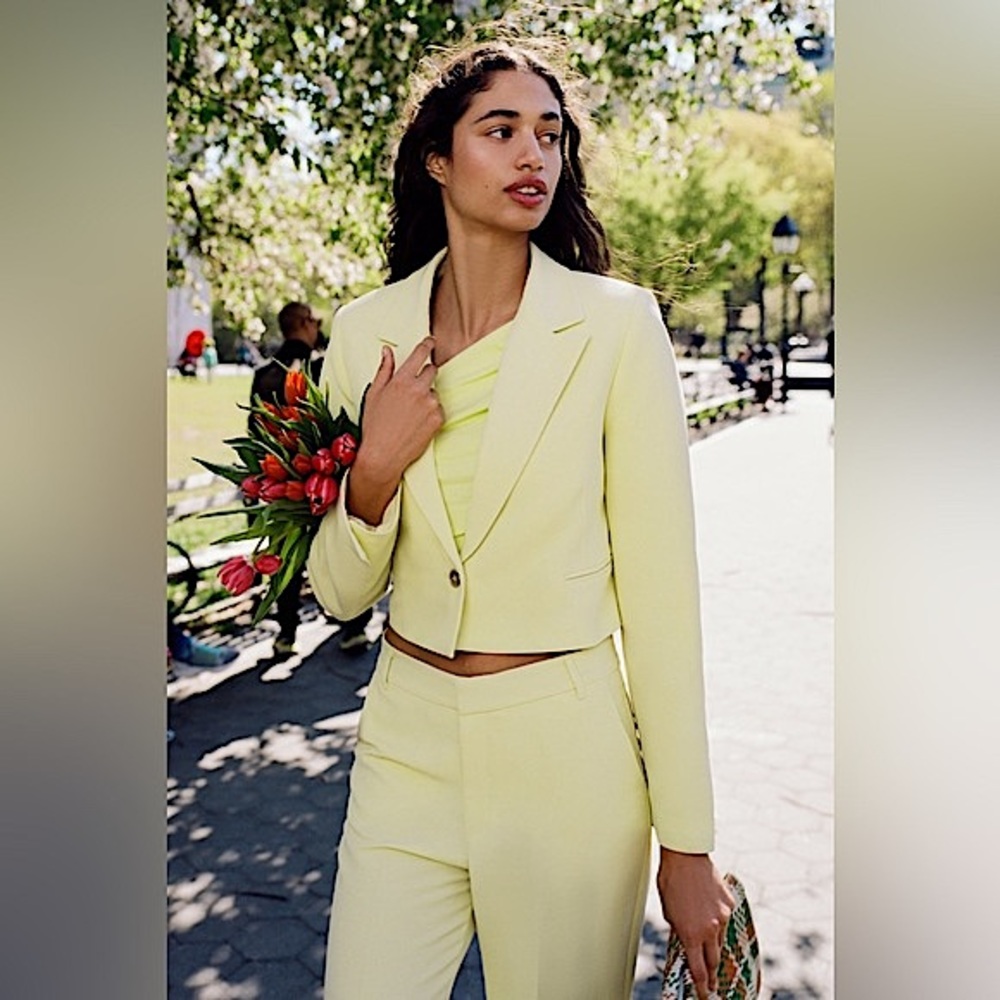 ☀️ ZARA Bloggers Fav Cropped Yellow Blazer. Size SMALL. Excellent Condition - Picture 2 of 6